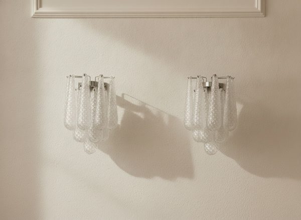 Handblown Murano Drops Wall Sconce – 10 Glass Drops – Set of 2 in transparent glass