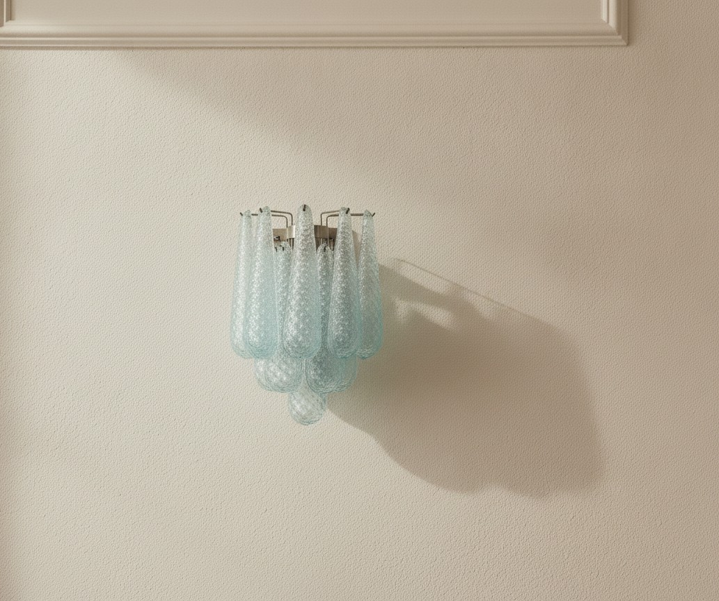 Handblown Murano Drops Wall Sconce – 10 Glass Drops – Set of 2 — single sconce on the wall