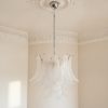 Handblown Murano Felci Chandelier – 36 Felci Glass under an ornate ceiling rose