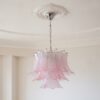 Handblown Murano Felci Chandelier – 48 Felci Glass under an ornate ceiling rose