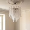 Handblown Murano Felci Chandelier – 52 Felci Glass under an ornate ceiling rose