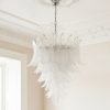 Handblown Murano Felci Chandelier – 75 Felci Glass under an ornate ceiling rose