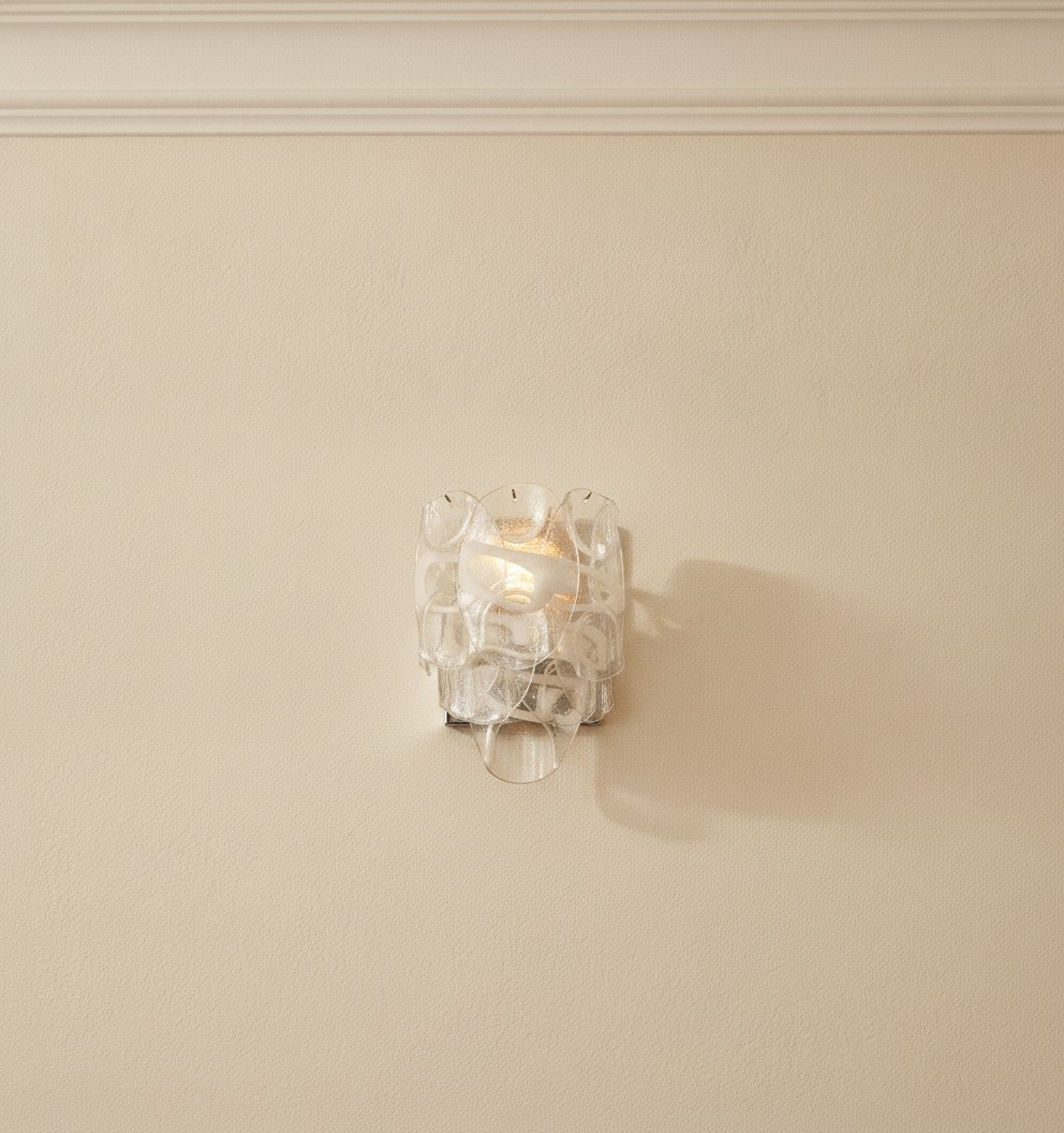 Handblown Murano Lattimo Wall Sconce – 10 Lattimo Glass – Set of 2 — single sconce on the wall