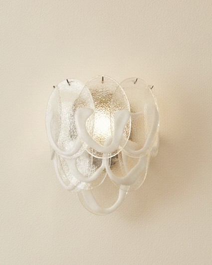 Handblown Murano Lattimo Wall Sconce – Set of 2 — single sconce on the wall