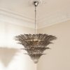 Handblown Murano Palmette Chandelier – 163 Palmette Glass under an ornate ceiling rose