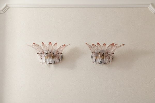 Handblown Murano Palmette Wall Sconce – Set of 2 mounted on the wall