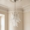 Handblown Murano Petal Chandelier – 30 Glass Petals under an ornate ceiling rose