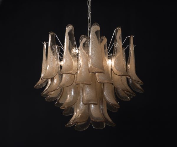 Handblown Murano Petal Chandelier – 36 Glass Petals in beige glass