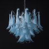 Handblown Murano Petal Chandelier – 36 Glass Petals in blue glass