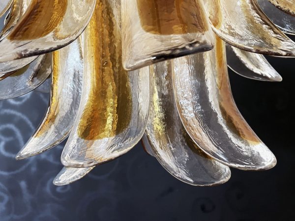 Handblown Murano Petal Chandelier – 41 Glass Petals in amber glass