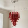 Handblown Murano Petal Chandelier – 52 Glass Petals in red glass