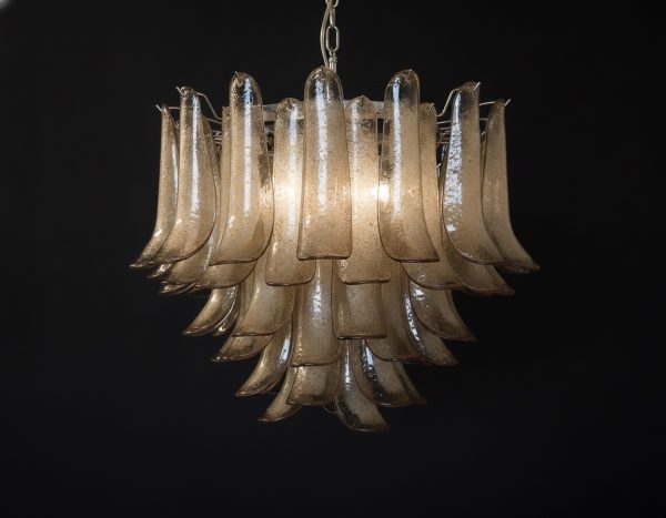 Handblown Murano Petal Chandelier – 53 Glass Petals in beige glass