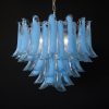 Handblown Murano Petal Chandelier – 53 Glass Petals in blue glass