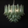 Handblown Murano Petal Chandelier – 53 Glass Petals in green glass