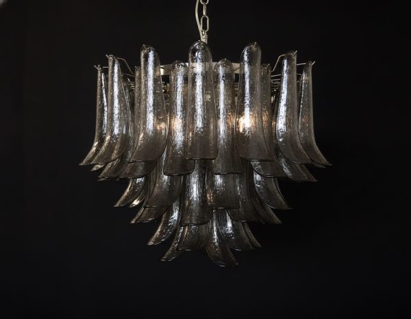 Handblown Murano Petal Chandelier – 53 Glass Petals in smoked glass
