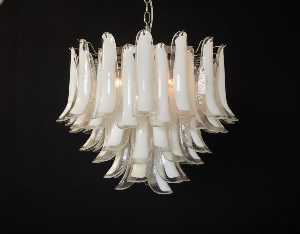 Handblown Murano Petal Chandelier – 53 Glass Petals in white glass
