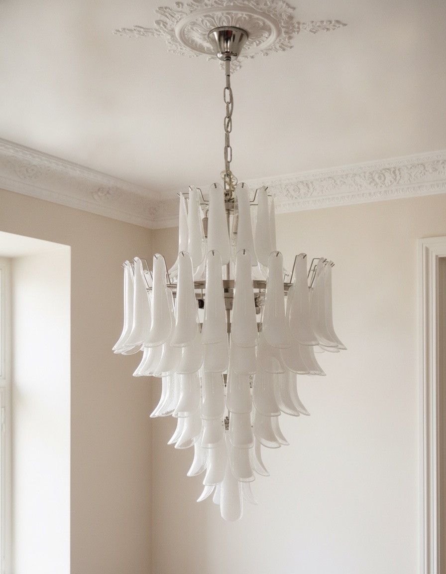 Handblown Murano Petal Chandelier – 85 Glass Petals