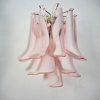 Handblown Murano Petal Wall Sconce – 10 Glass Petals – Set of 2 in pink glass