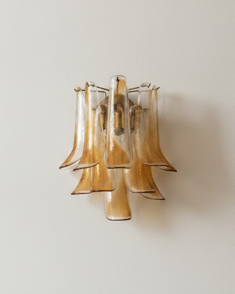 Handblown Murano Petal Wall Sconce – 10 Glass Petals – Set of 2 — single sconce on the wall