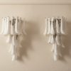 Handblown Murano Petal Wall Sconce – 16 Glass Petals – Set of 2 mounted on the wall