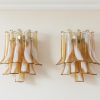 Handblown Murano Petal Wall Sconce – Set of 2 mounted on the wall