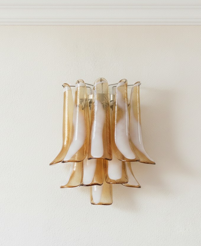 Handblown Murano Petal Wall Sconce – Set of 2 — single sconce on the wall