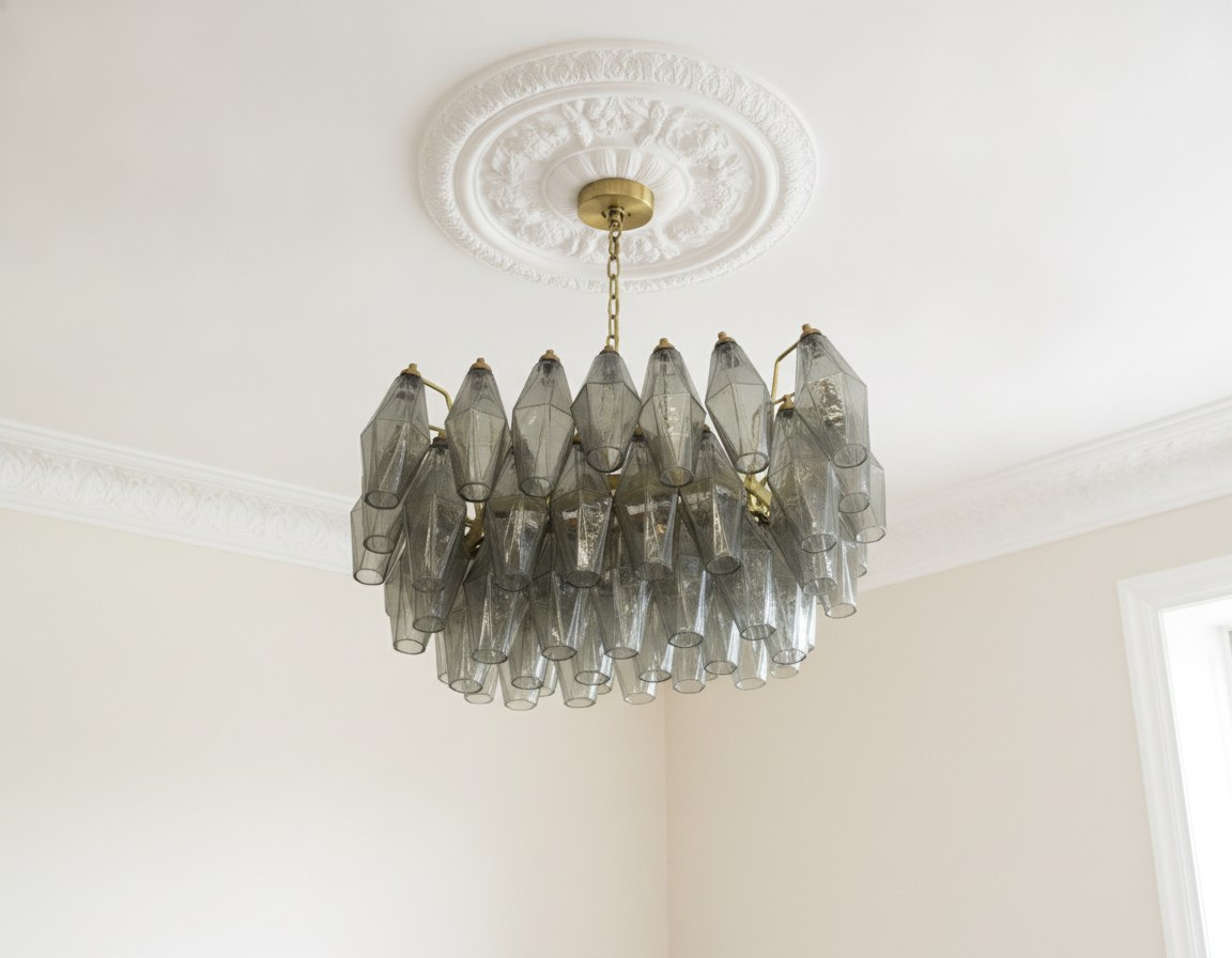 Murano Poliedri Ceiling Light – Carlo Scarpa Style — handblown Murano glass, made in Italy