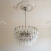 Handblown Murano poliedri chandelier, 107 transparent glasses