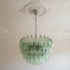 Handblown Murano poliedri chandelier, 107 green glasses