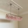 Handblown Murano Poliedri Chandelier – 138 Poliedri Glass under an ornate ceiling rose
