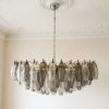 Handblown Murano Poliedri Chandelier – 185 Poliedri Glass in smoked glass