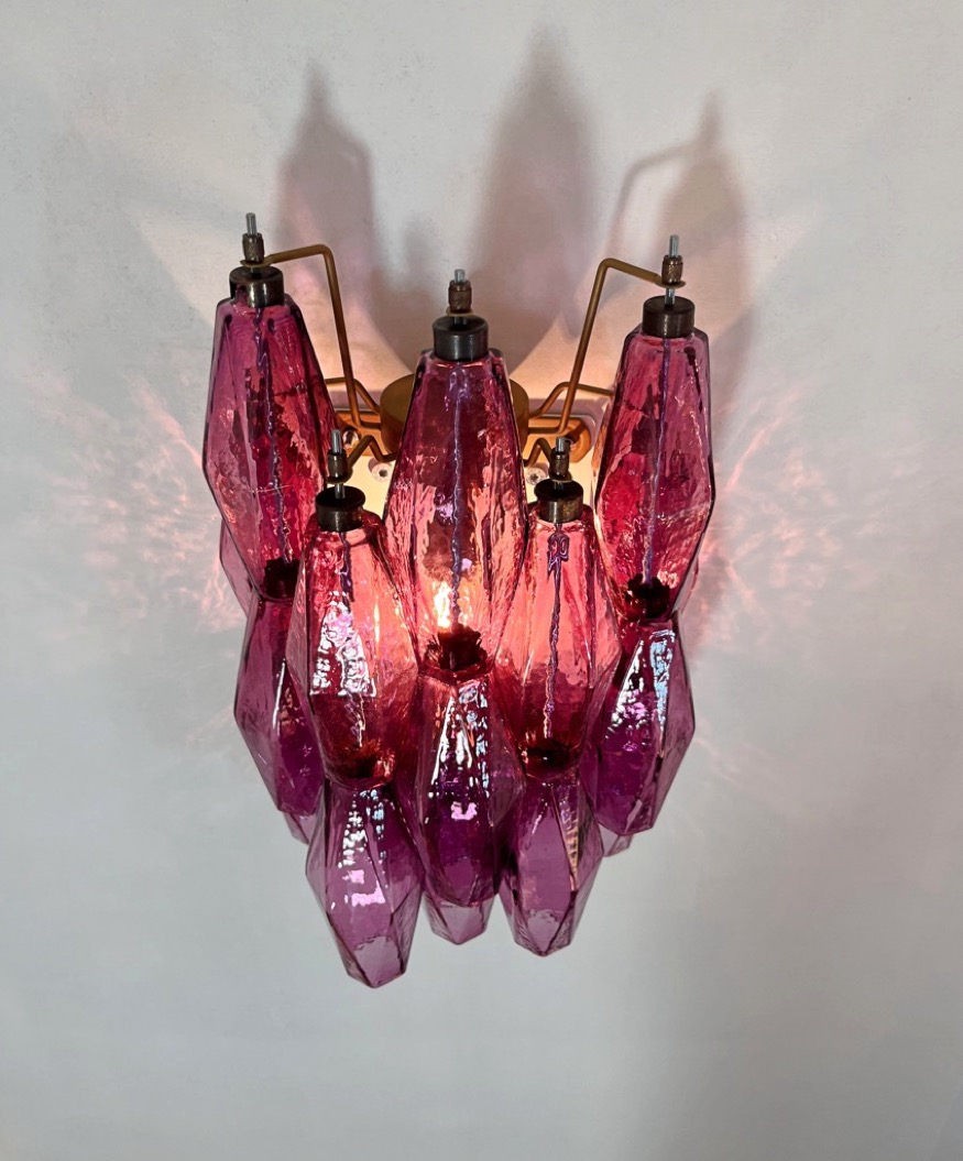 Handblown Murano Poliedri Wall Sconce – Set of 2 in amethyst glass