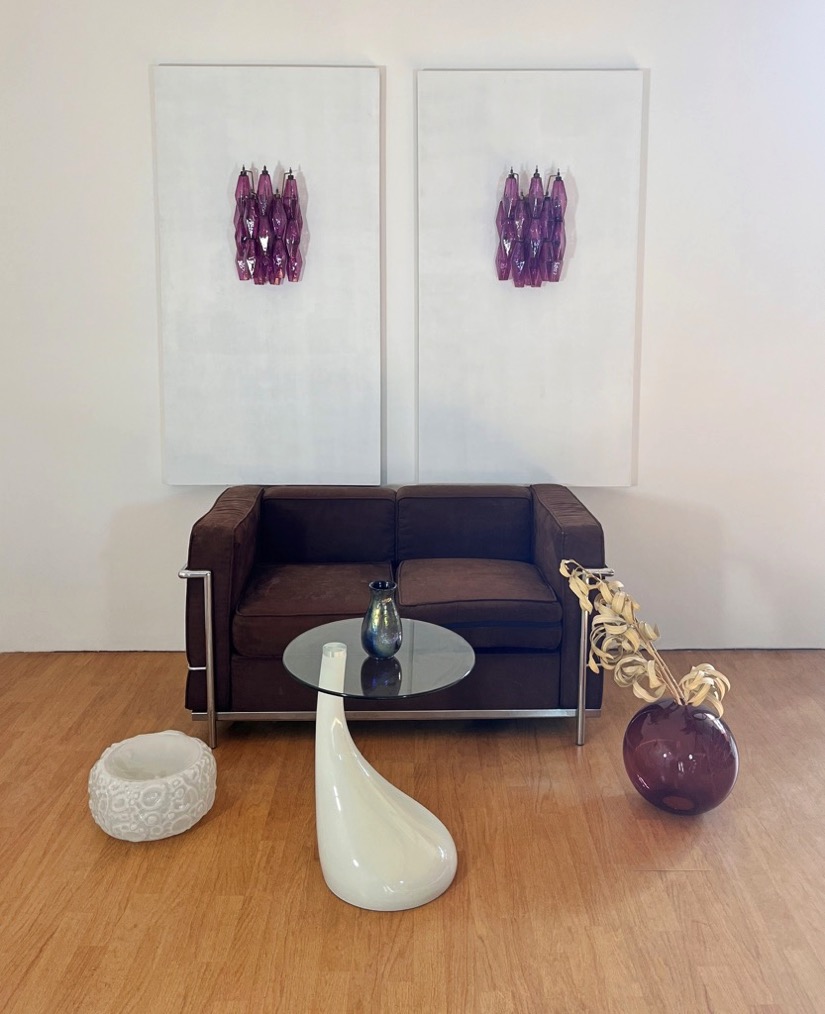 Handblown Murano Poliedri Wall Sconce – Set of 2 in amethyst glass