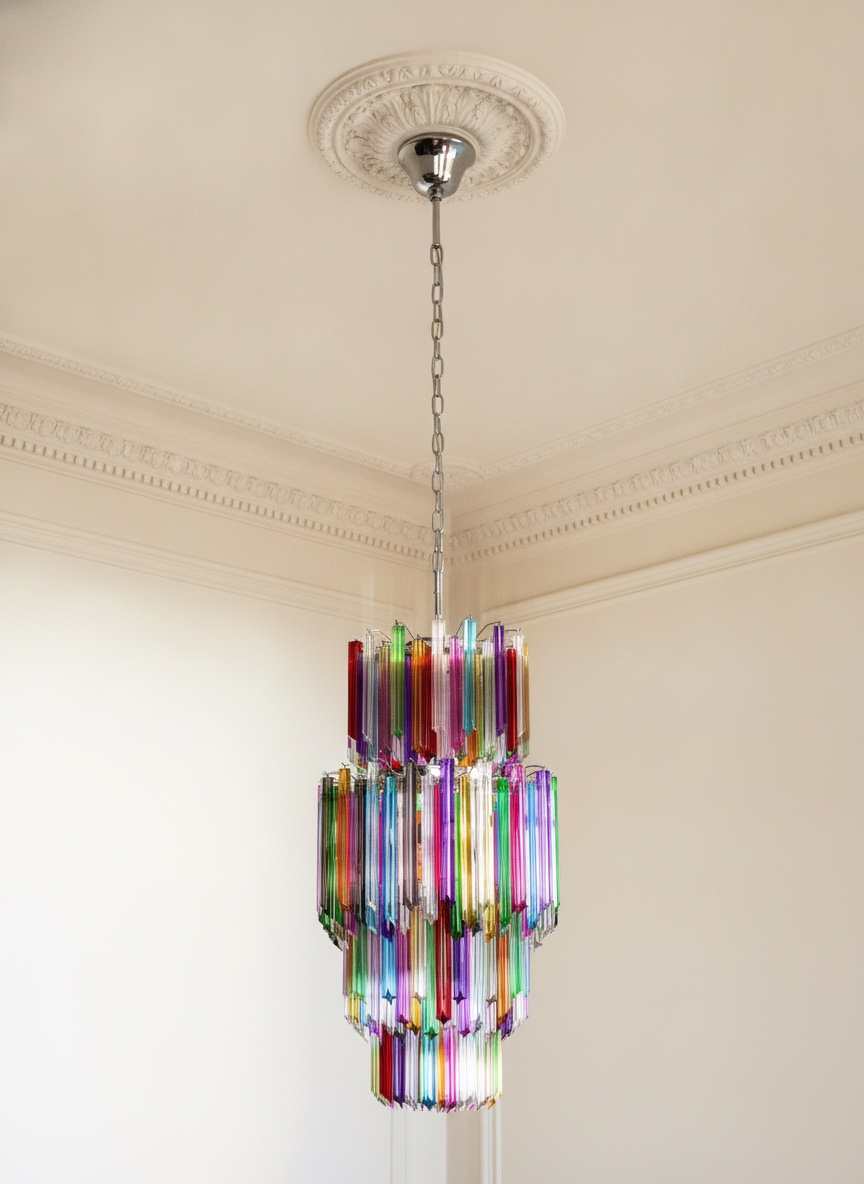 Handblown Murano Quadriedri Chandelier – 167 Quadriedri Glass
