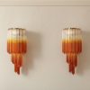 Handblown Murano Quadriedri Wall Sconce – 32 Quadriedri Glass – Set of 2 mounted on the wall