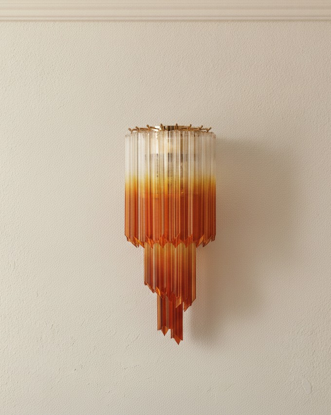 Handblown Murano Quadriedri Wall Sconce – 32 Quadriedri Glass – Set of 2 — single sconce on the wall