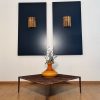 Handblown Murano Quadriedri Wall Sconce – 9 Quadriedri Glass – Set of 2 in transparent-amber glass