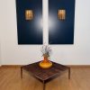 Handblown Murano Quadriedri Wall Sconce – 9 Quadriedri Glass – Set of 2 in transparent-amber glass