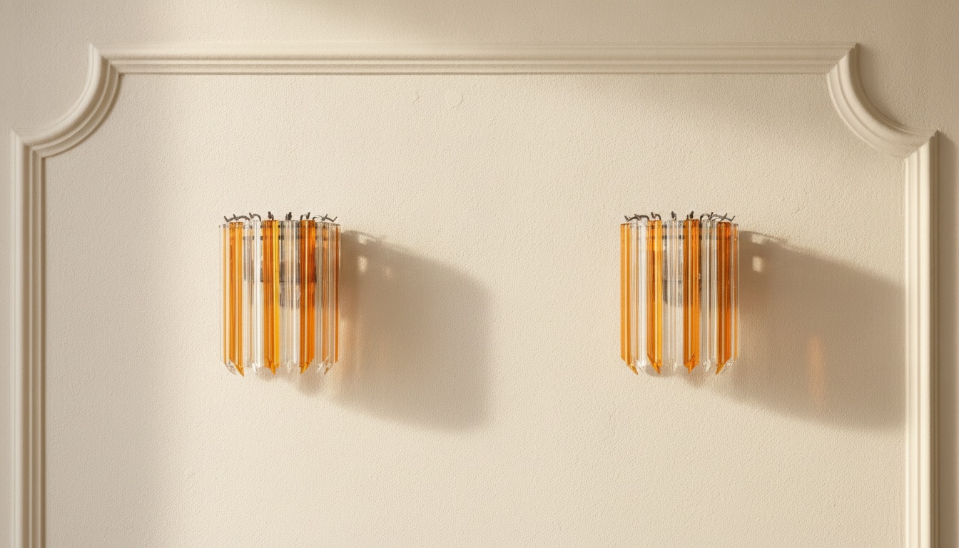 Handblown Murano Quadriedri Wall Sconce – 9 Quadriedri Glass – Set of 2 mounted on the wall