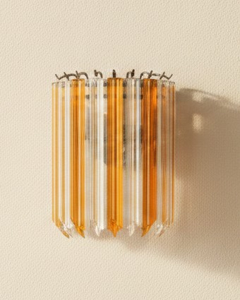 Handblown Murano Quadriedri Wall Sconce – 9 Quadriedri Glass – Set of 2 — single sconce on the wall
