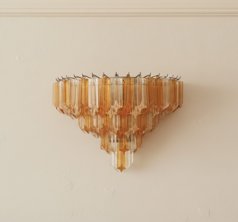 Handblown Murano Quadriedri Wall Sconce – Set of 2 — single sconce on the wall