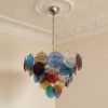 Handblown Murano Space Age Chandelier – 50 Albachiara Glass under an ornate ceiling rose