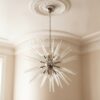 Handblown Murano Sputnik Chandelier – 51 Glasses under an ornate ceiling rose