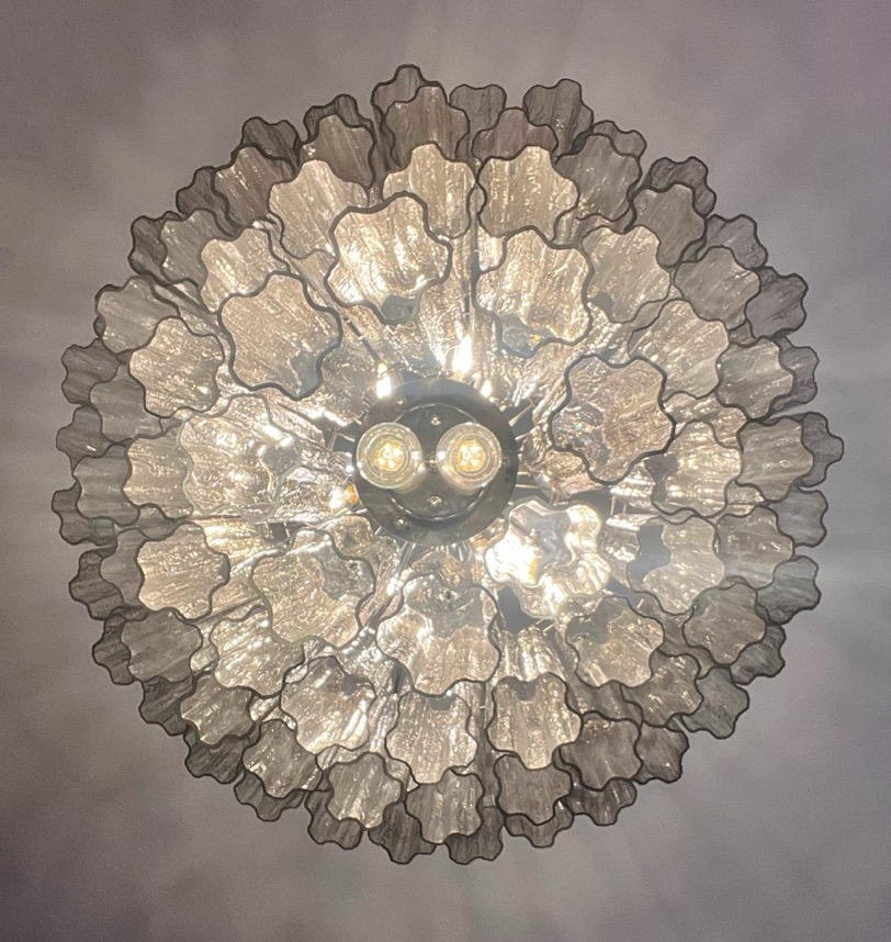 Handblown Murano Tiered Chandelier – 80 Glasses in smoked glass