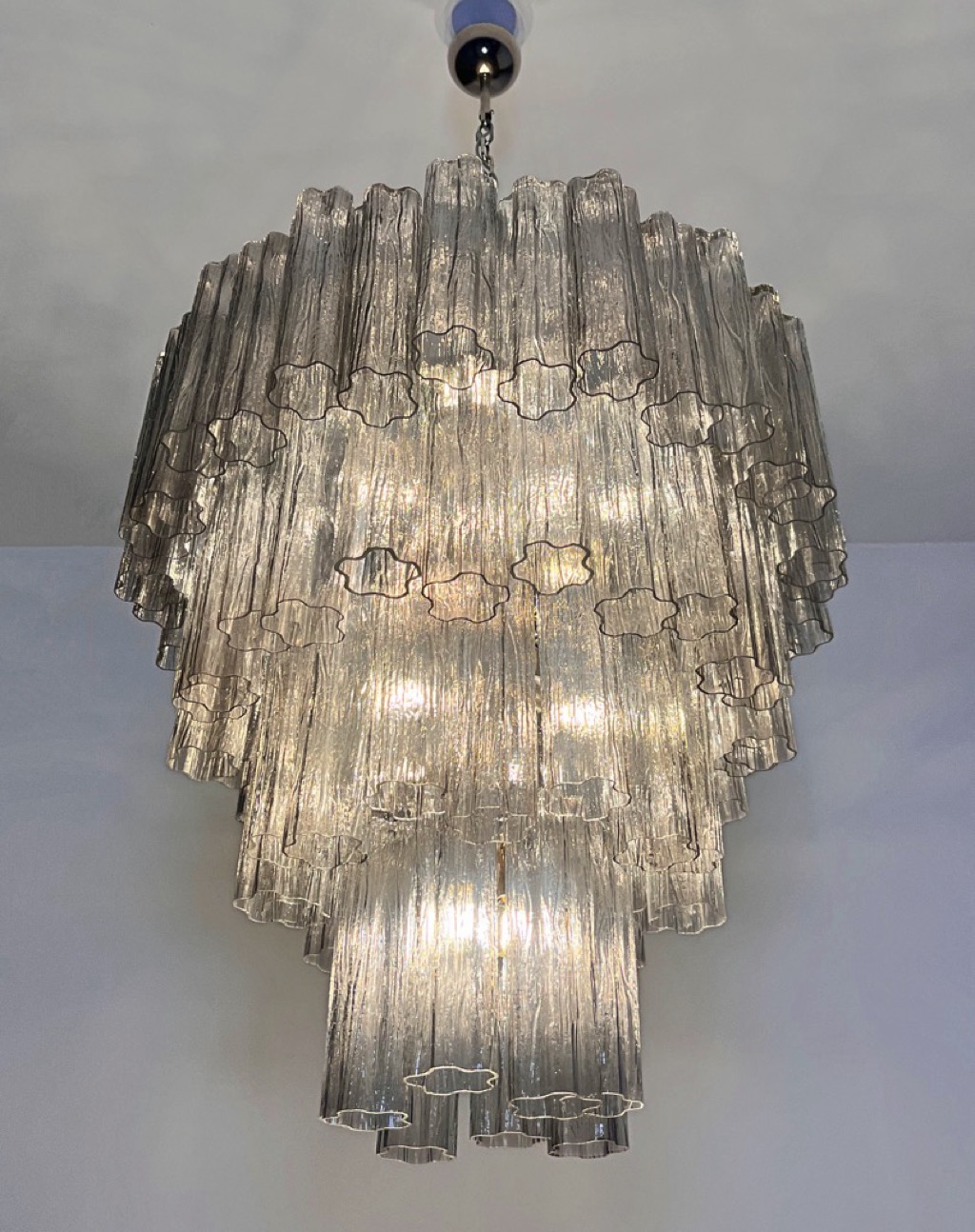 Handblown Murano Tiered Chandelier – 80 Glasses in smoked glass