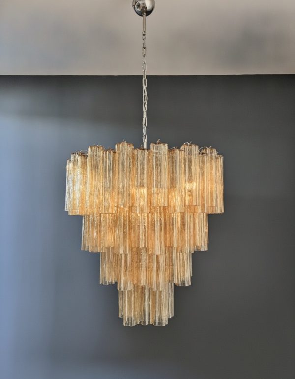 Handblown Murano Tiered Chandelier – 80 Glasses in beige glass