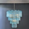 Handblown Murano Tiered Chandelier – 80 Glasses in blue glass