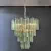 Handblown Murano Tiered Chandelier – 80 Glasses in green glass