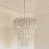 Handblown transparent Murano tiered chandelier, four tiers