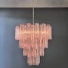 Handblown Murano Tiered Chandelier – 80 Glasses in pink glass